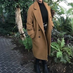 Women’s Camel Zara Midi Coat Wool mixture size medium